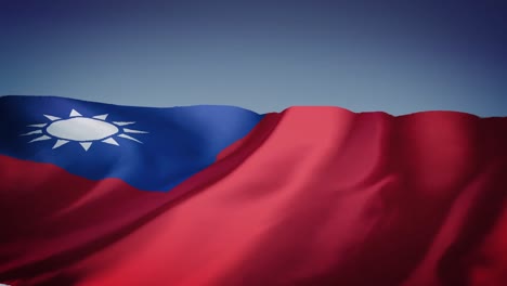 Animación-De-La-Bandera-Ondeante-De-Taiwán-Con-Fondo-Azul.