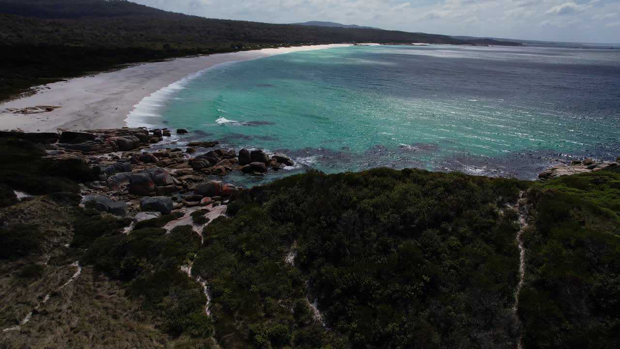 Landscape Of Jeanneret Beach In Tasmania, Australia - Aerial Shot