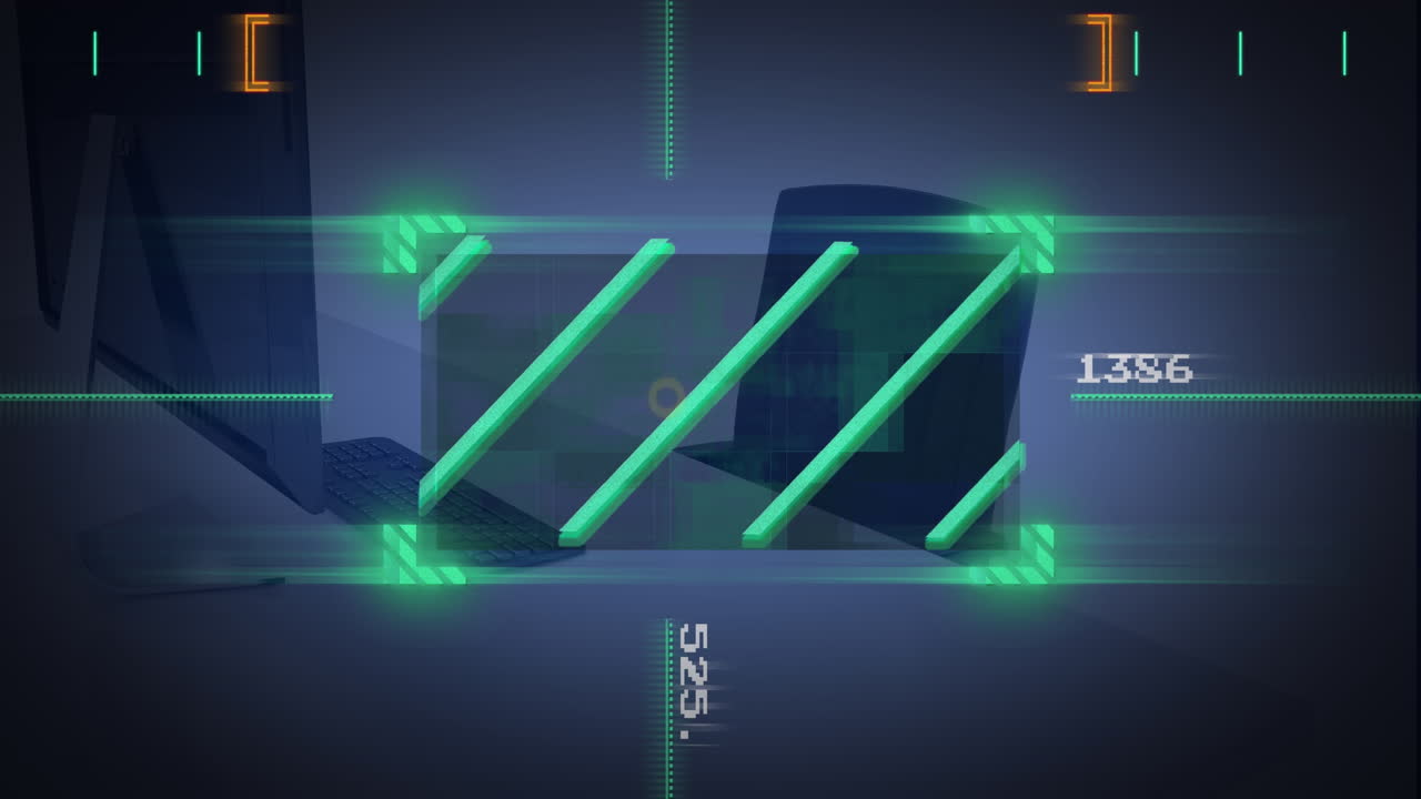 사무실에서 컴퓨터를 통해 데이터 처리의 애니메이션