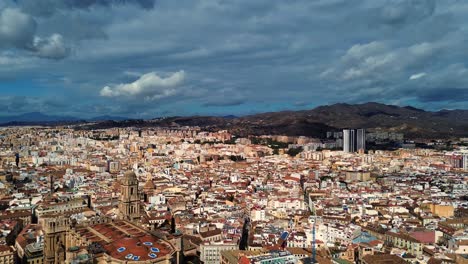 malaga spain aerial drone european spanish city old town city skyline