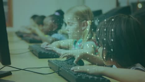 Animation of network of connections over diverse schoolchildren using computers