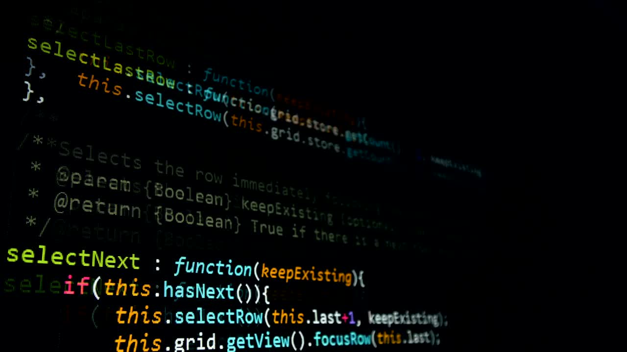 Cyber security concept. Hackers code on computer screen, 4K.