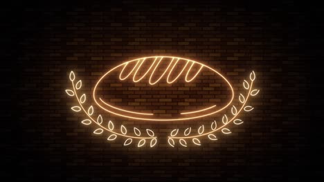 neon outline of bread loaf gradually illuminates