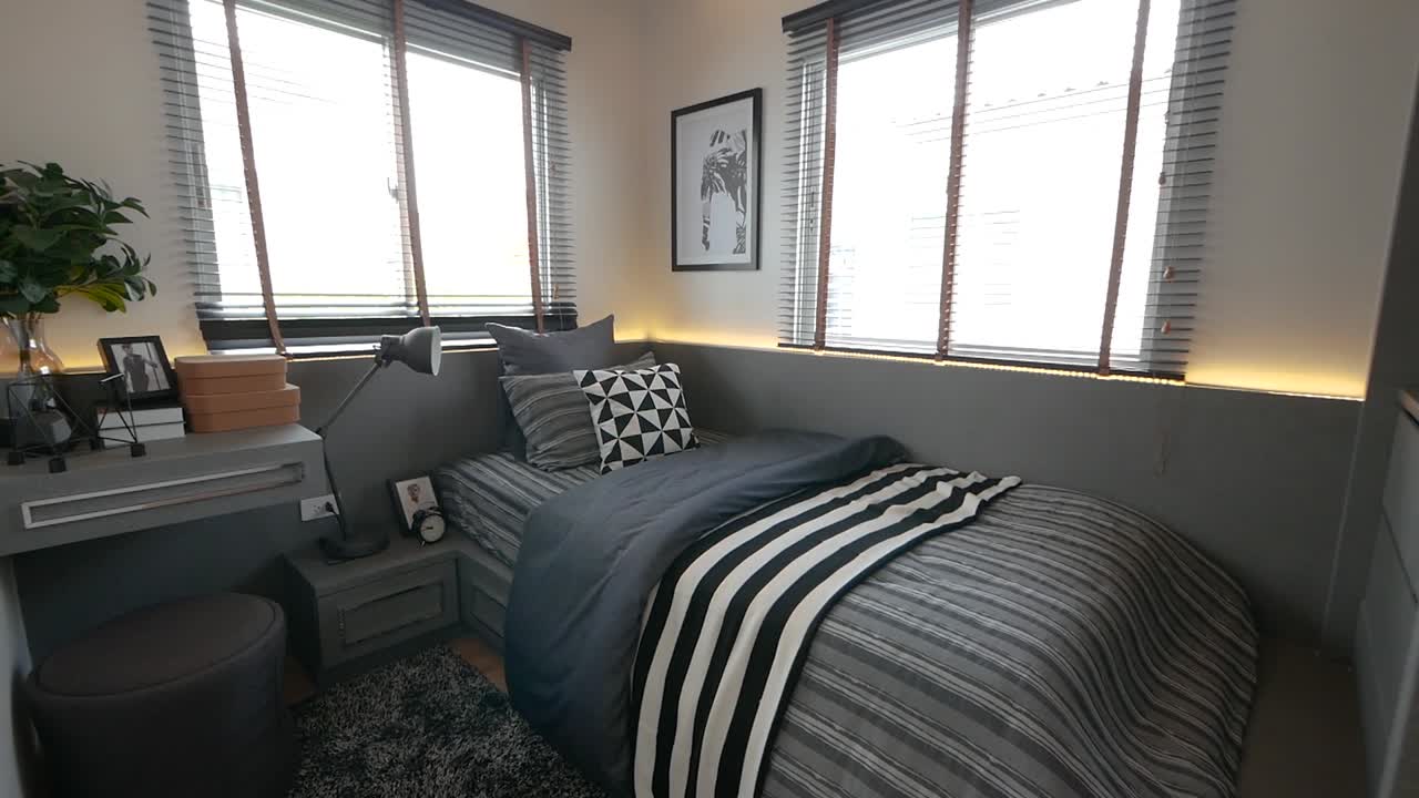 decoración de dormitorio elegante y moderna con buena luz natural