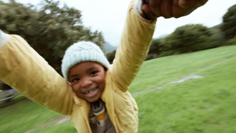 happy, play or hands of kid spinning in circle