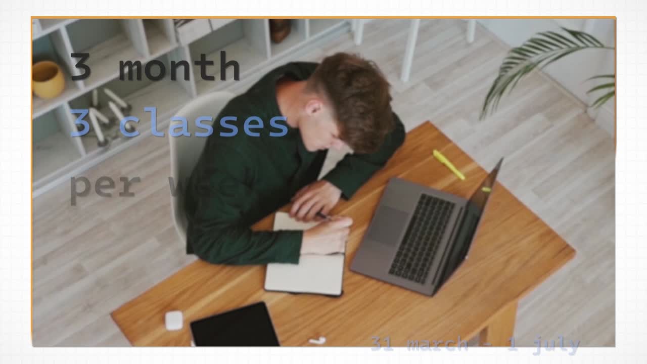 Un moderno modello di motion graphics progettato per contenuti video promozionali di formazione online.