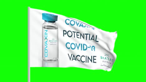 covaxin by bharath bio tech flag animation in green screen 4k