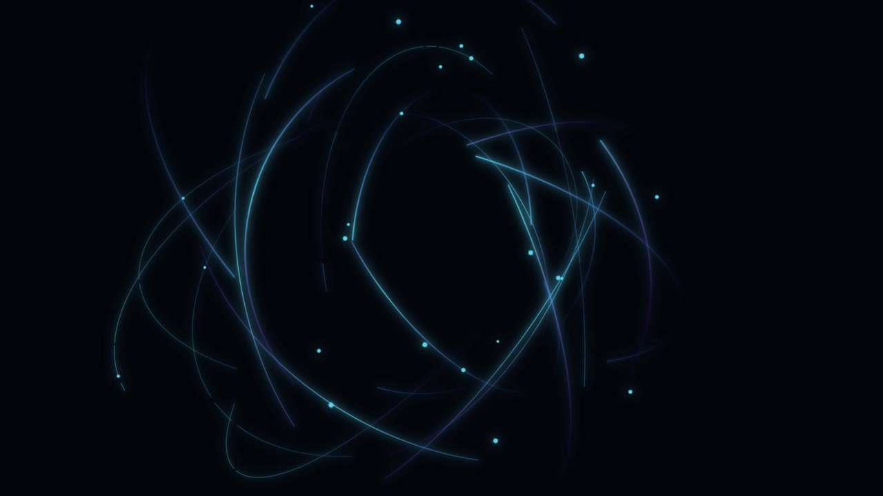 Abstract Motion Graphics with Glowing Blue Light Trails and Particles