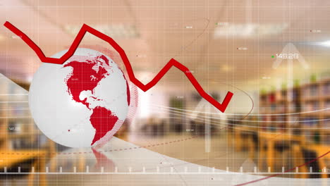 animación del procesamiento de datos financieros en todo el mundo y almacén