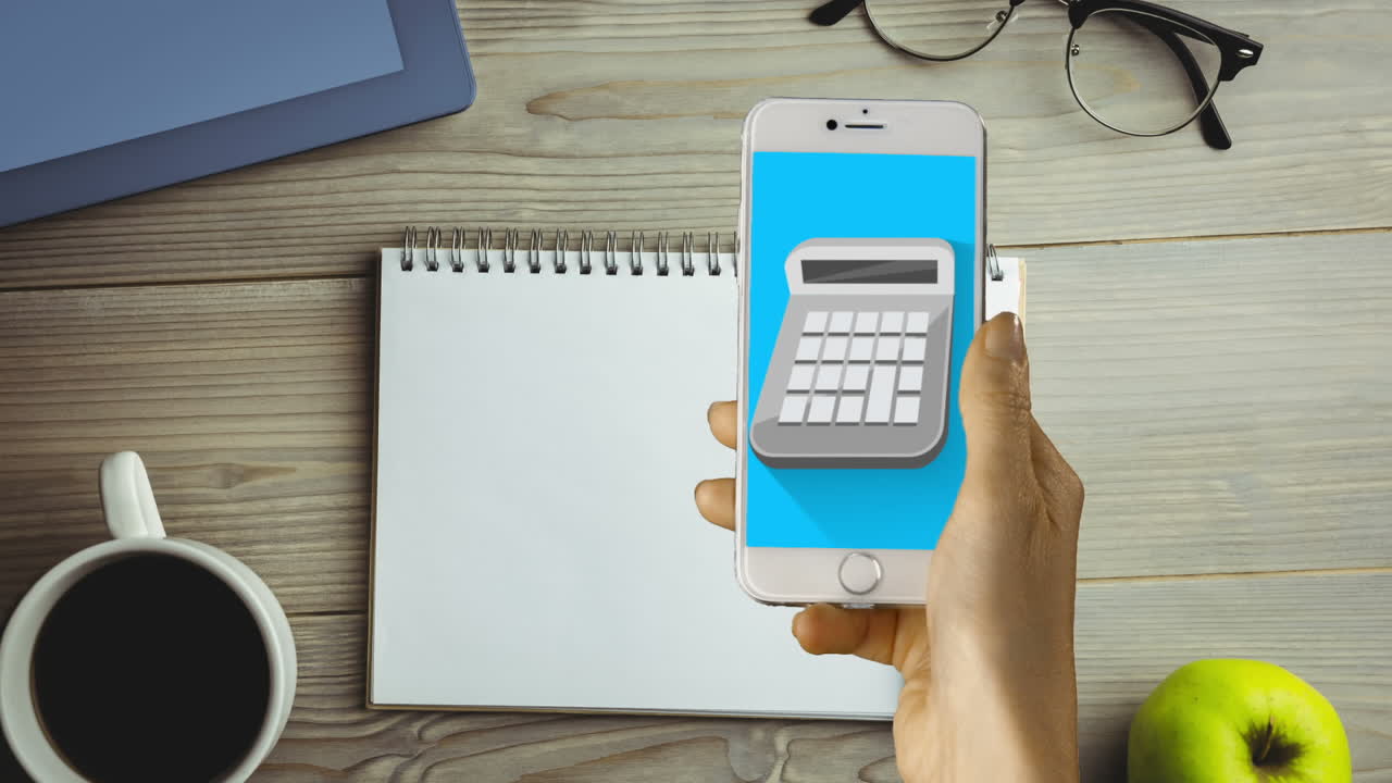 tocar con la mano el icono generado digitalmente en el teléfono móvil