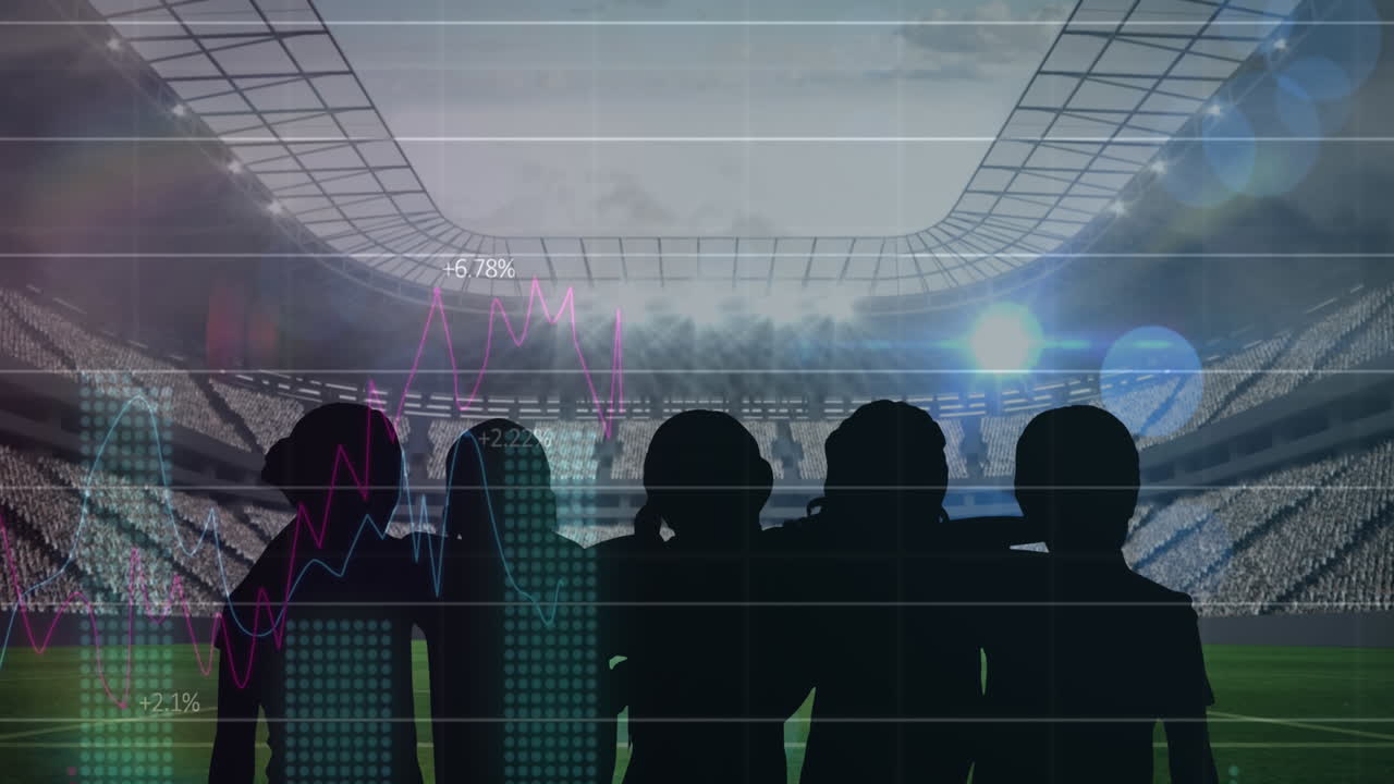 팬들의 실루 ⁇ 과 스포츠 스타디움의 배경에 대한 통계 데이터 처리