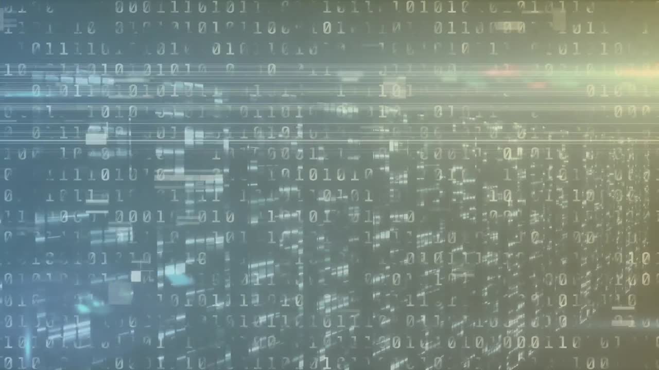 animación de interferencia sobre el procesamiento de datos en fondo azul