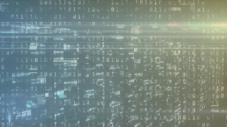 Animation of interference over data processing on blue background