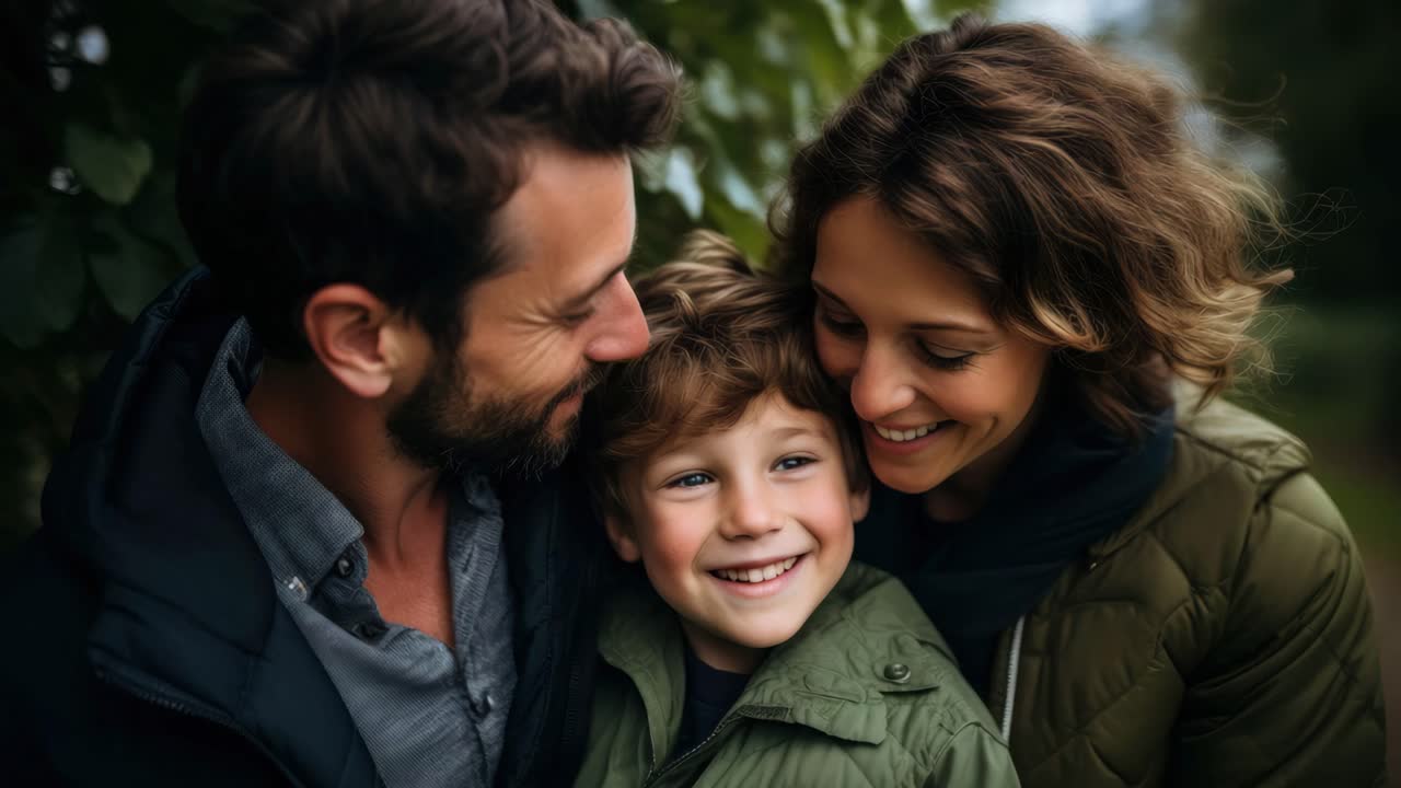 Warm family moment captured in a close-up angle, showcasing smiles and togetherness