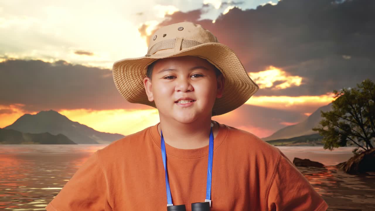 Happy Boy Explorer at Sunset