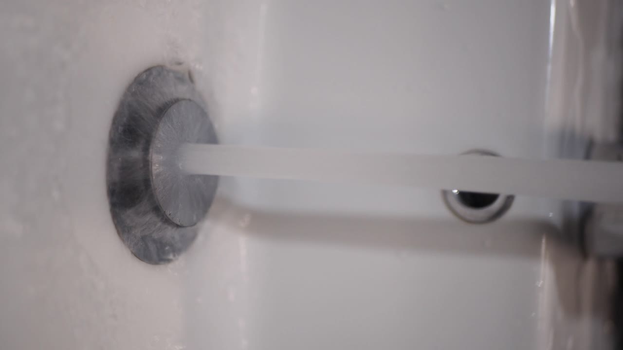 Water running into a sink drain