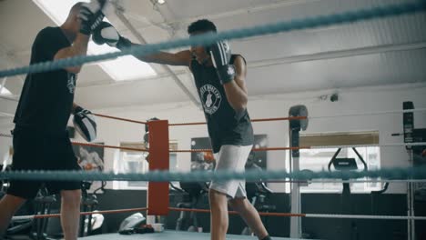 young boxer training with coach