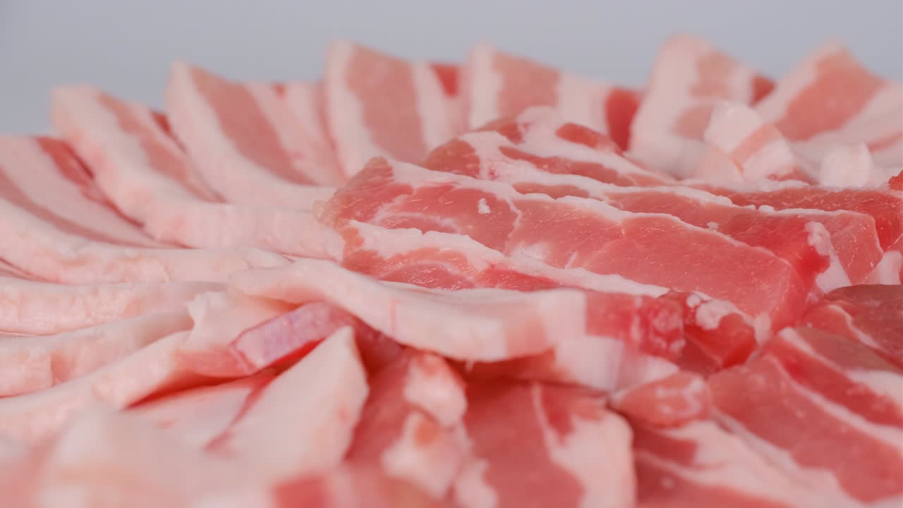 돼지고기 갈비 큰 접시 둥근, 비디오 클립