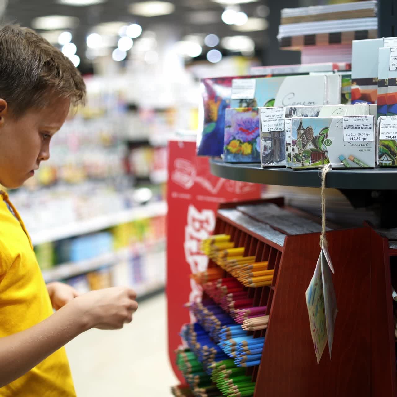 Boy shopping to school