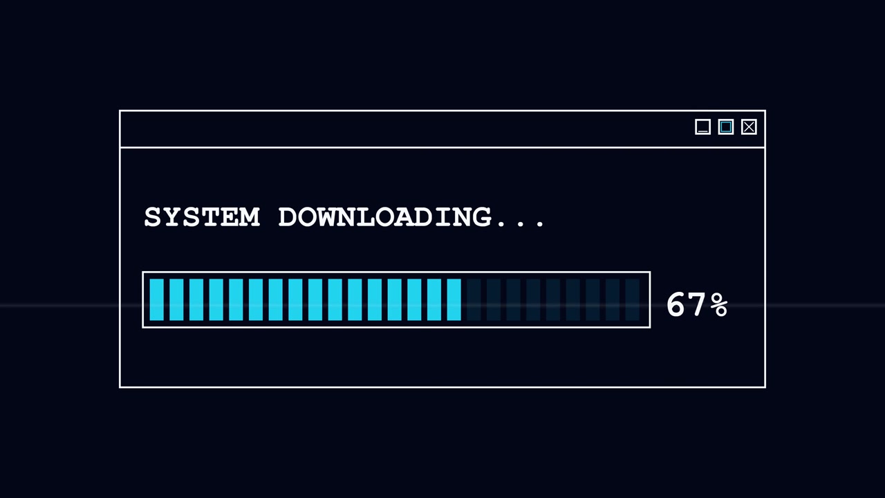 Digital Progress Bar Showing System Downloading Process
