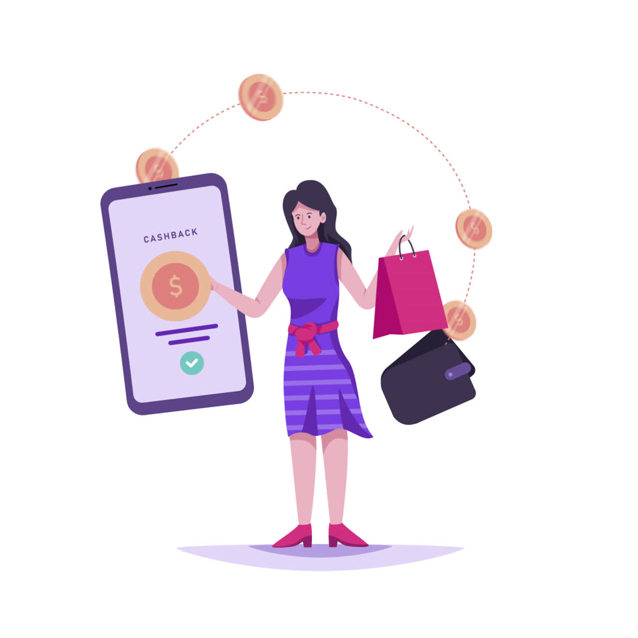 캐시백 앱을 사용하는 여성