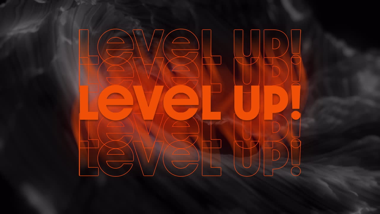 animación de texto de nivel superior sobre un fondo gris.