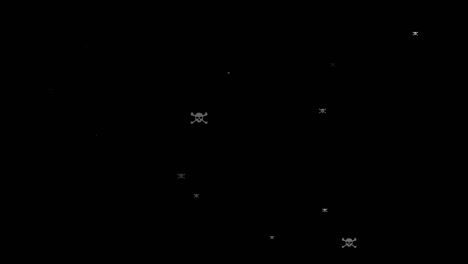 fast blinking skull head over dark background, overlay video suitable for blending with alpha channel