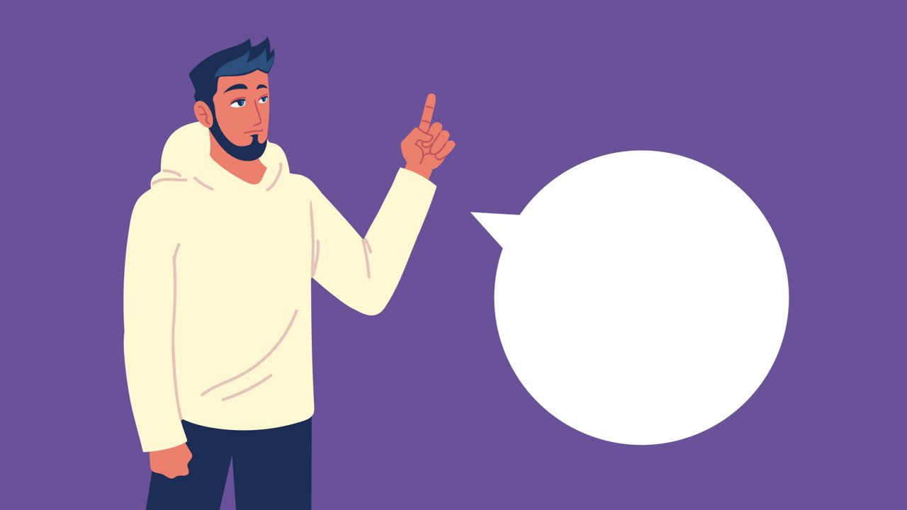 young man talking avatar character