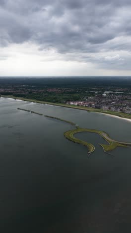 island in the shape of a tulip flower. zeewolde, flevoland, the netherlands. wolderwijd. landscape architecture. aerial view.