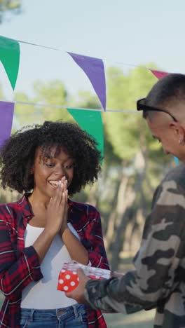 a woman's joyful surprise encounter outdoors