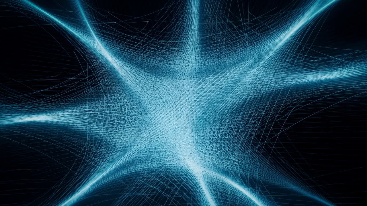Dynamic Abstract Blue Lines Network on Black Background
