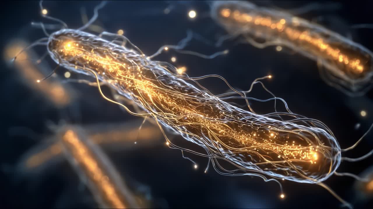 Magnified View of Bioluminescent Microorganisms Exhibiting Unique Light Patterns, Showcasing Their Intricate Structures and Biological Processes in a Stunning Visual Display