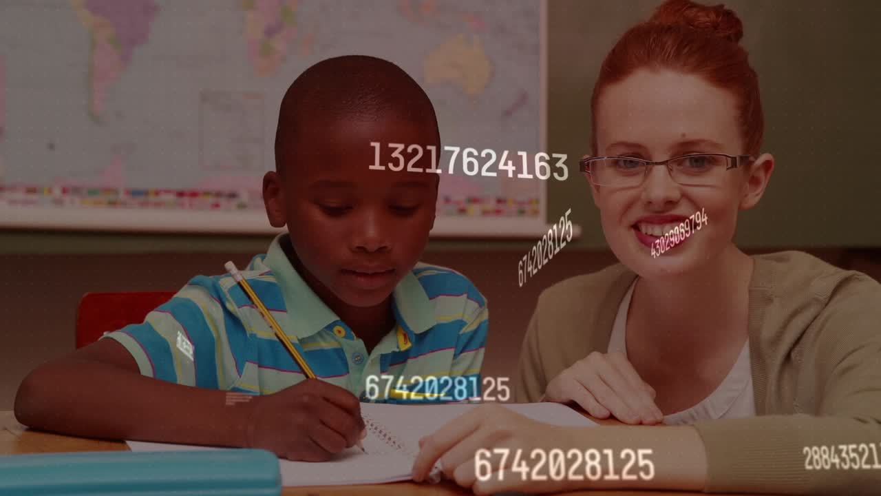Animation of flag of germany over kids using computer