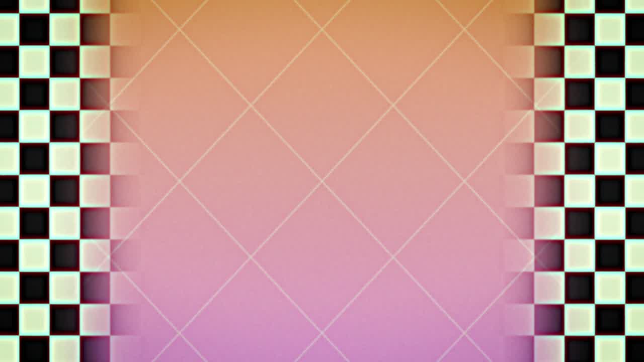 체크보드 패턴에 맞춰 분홍색 배경 위로 움직이는 그리드 라인