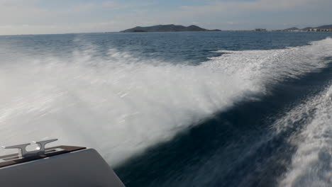 slowmotion of the wake and design of the van dutch boat, ibiza, spain