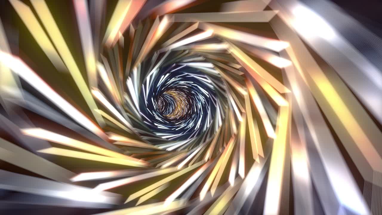 Loop of Abstract hypnotic multicolored flickering glow light hyperspace vortex warp tunnel through time and space animation.Loop Sci-Fi interstellar travel through wormhole in hyperspace vortex tunnel
