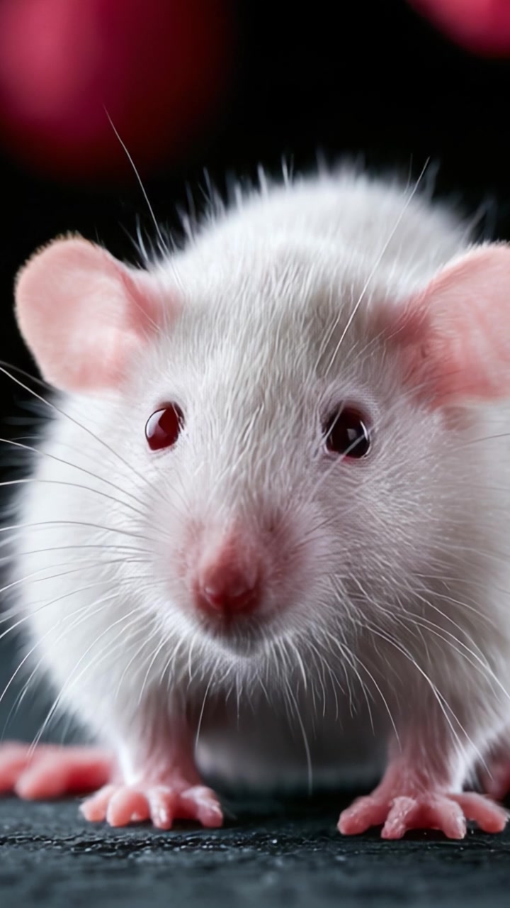 Immagini Ravvicinate di un Ratto Bianco con Caratteristiche Distintive che Catturano Attenzione e Fascino nel Regno della Fotografia Animale