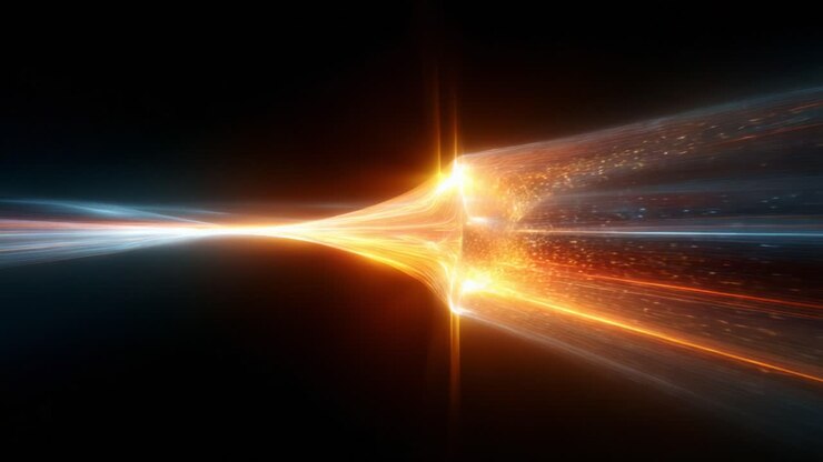 Una straordinaria rappresentazione visiva del flusso di energia, che mostra scie di luce vivaci e movimenti dinamici, evocando un senso di velocità ed entusiasmo attraverso colori e modelli radiosi