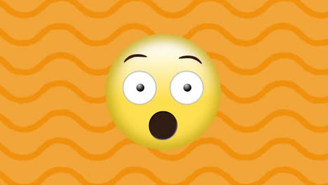 animación del icono de emoji con conmoción sobre el fondo del patrón de rayas
