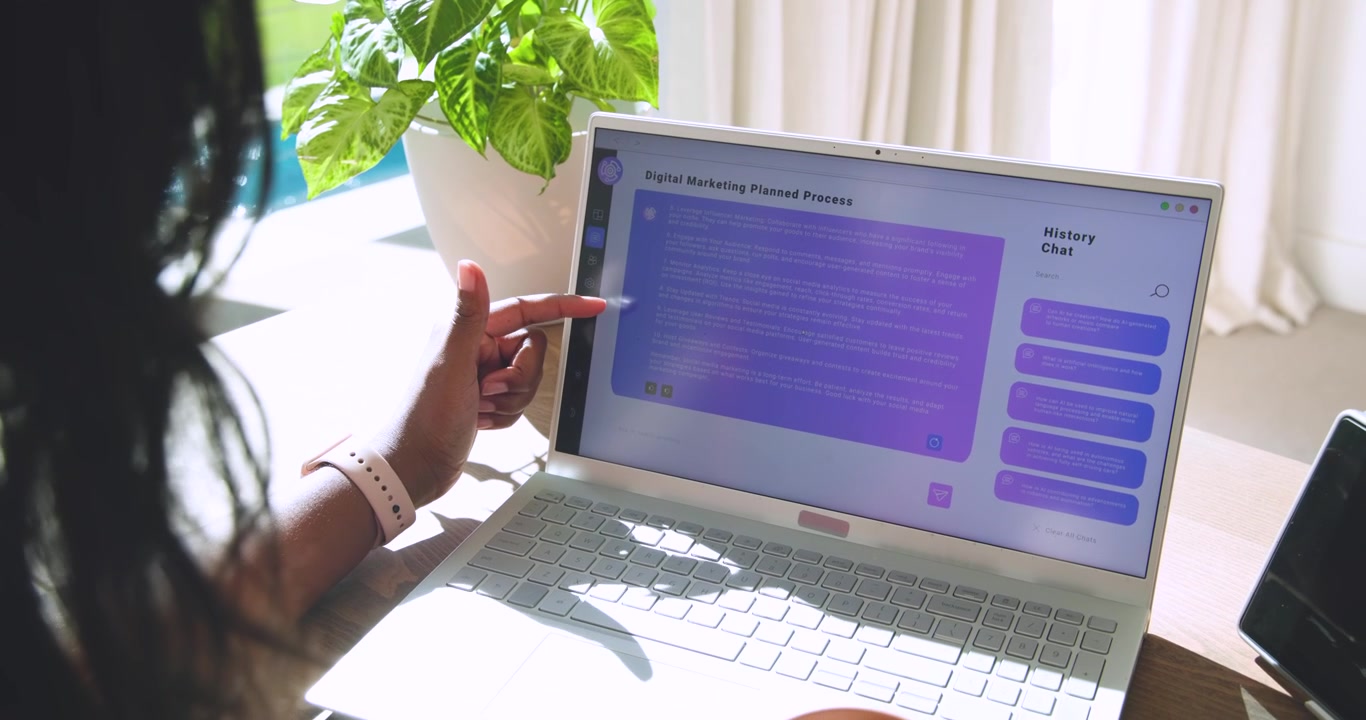 Hands are reacting to market plan on laptop, lifting mug, pointing to follow steps by pool