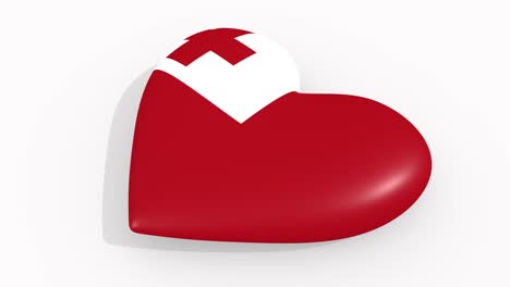 con los colores y símbolos de tonga sobre un fondo blanco, corazón, bucle