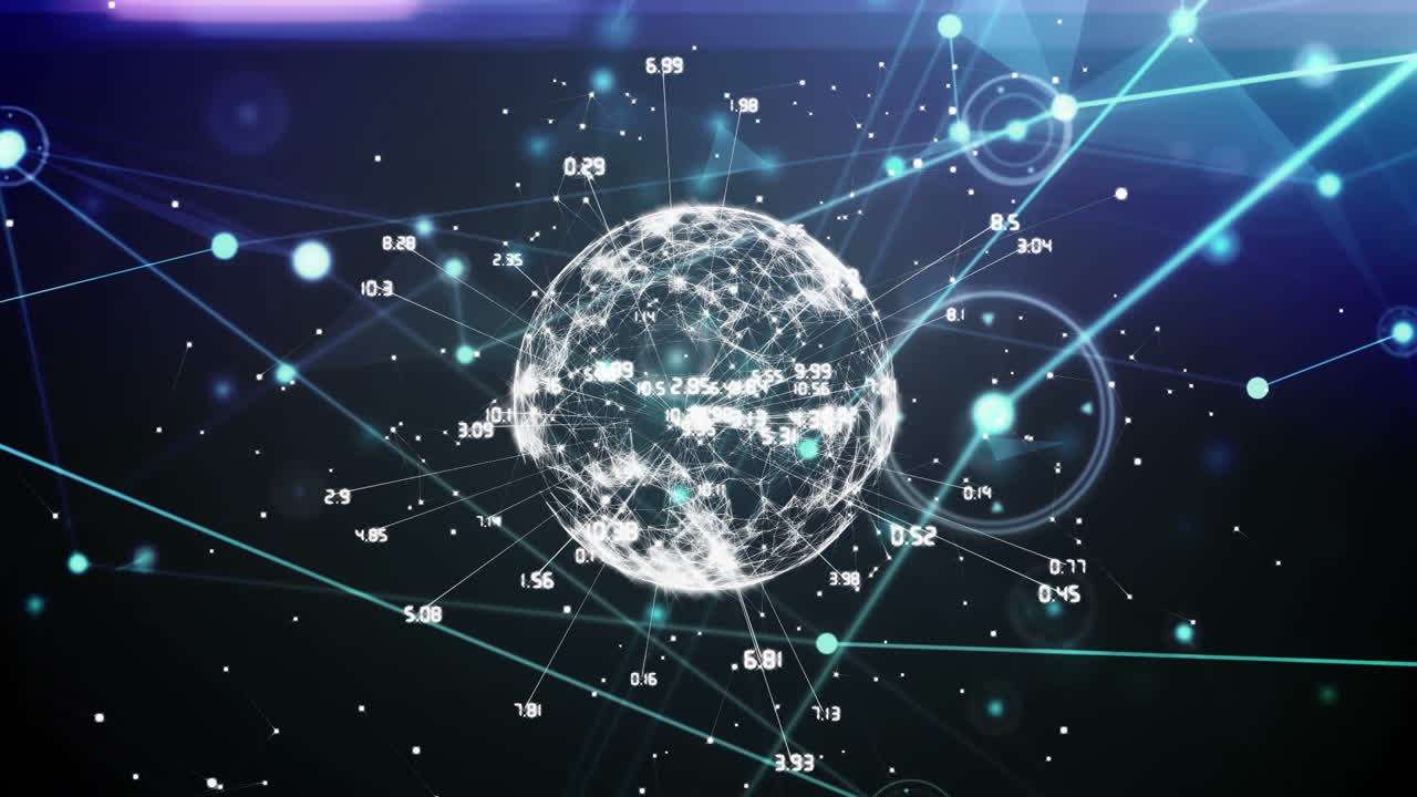 연결 및 데이터 처리의 네트워크를 통해 지구의 애니메이션