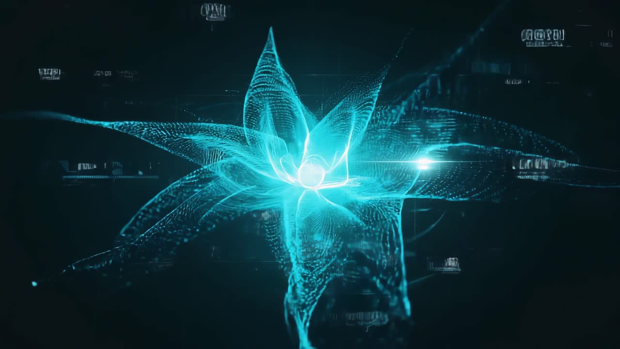 Abstract Digital Glowing Structure in Cyberspace