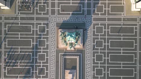 top down aerial view of millennium monument in heroes' square