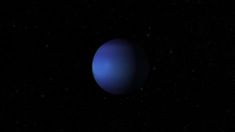 cgi composite: planet neptune rotating, center-wide shot, half lit with a starry background