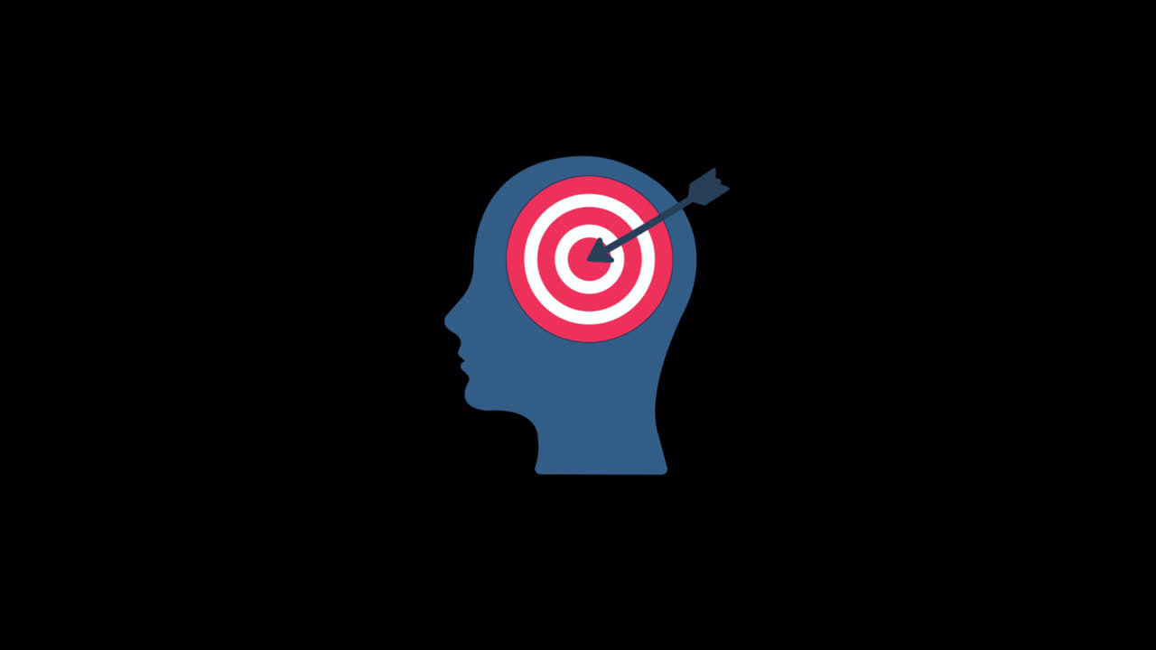 Animated Icon of Target and Arrow in Human Head