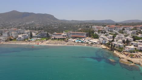 the touristic city hersonissos on crete. aerial shot