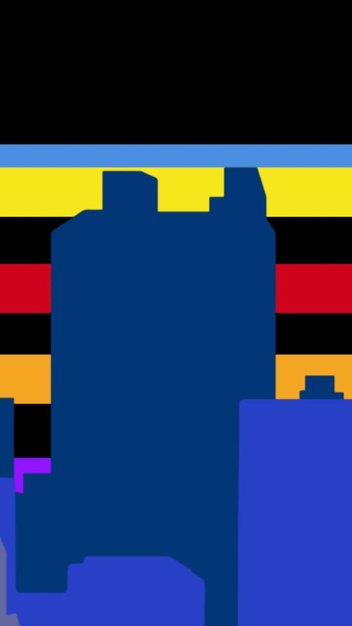 animación del modelo de la ciudad sobre el arco iris