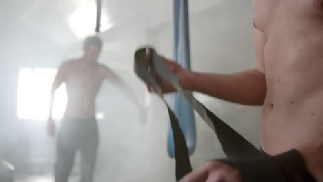 훈련을 준비하는 복서