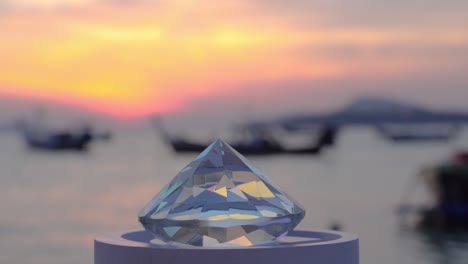 sunrise inside the crystal ball on the beach